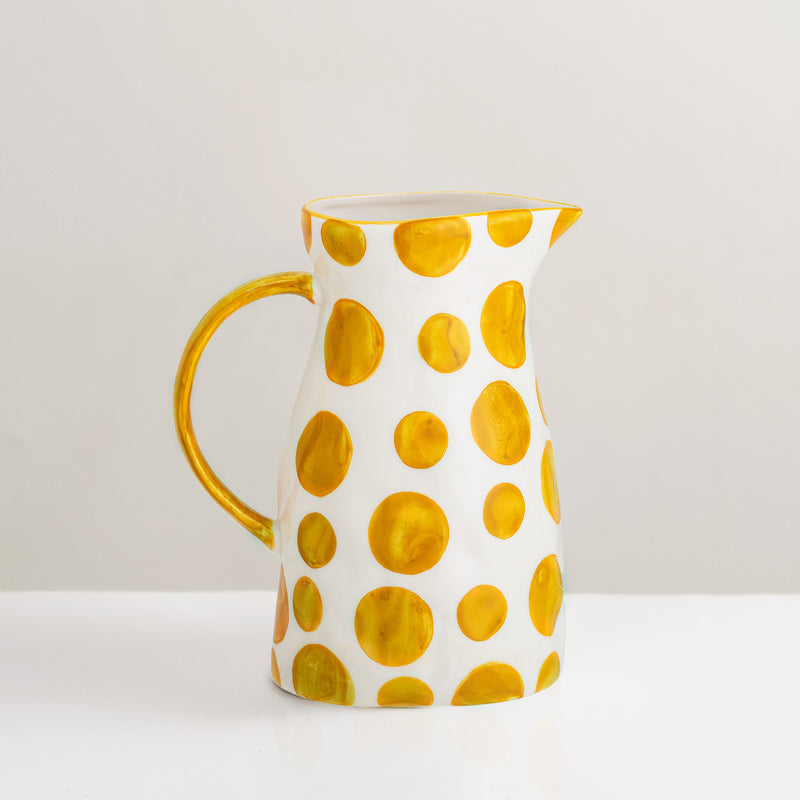 Begonia hand painted yellow glazed porcelain jug