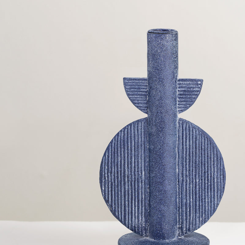 Bess blue candle stick holder