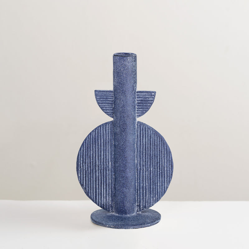 Bess blue candle stick holder