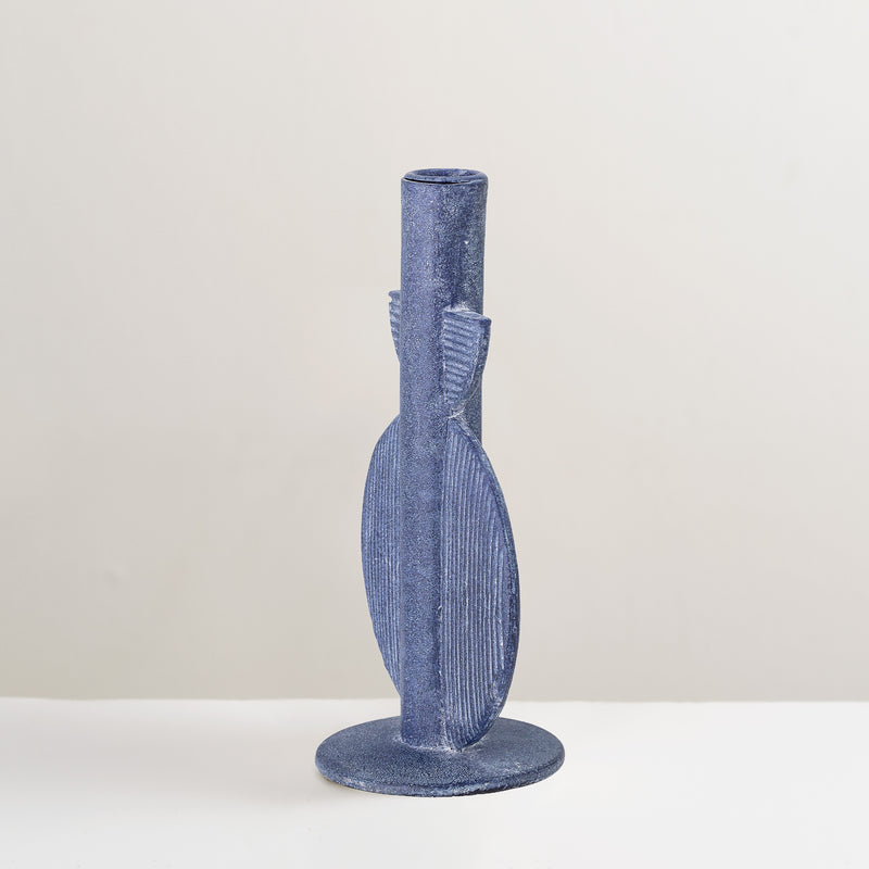 Bess blue candle stick holder