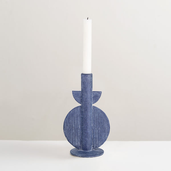 Bess blue candle stick holder