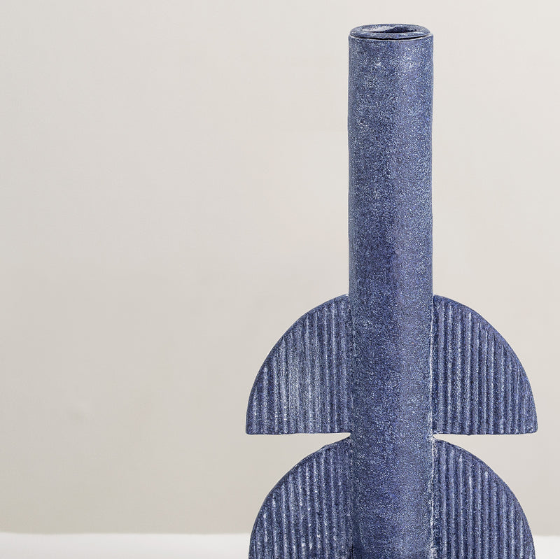 Bess blue candle stick holder