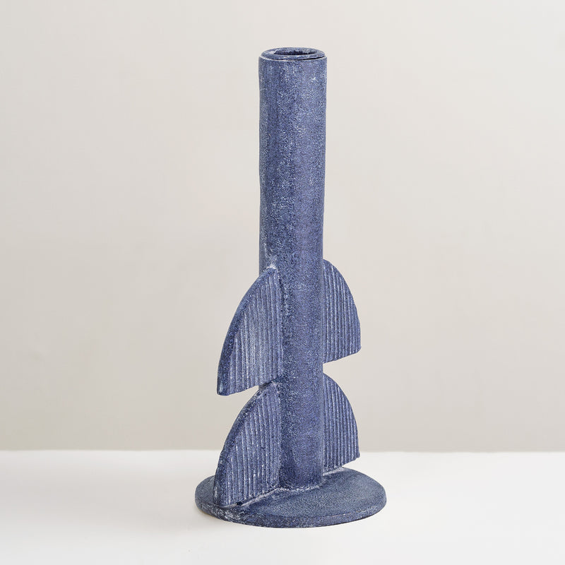 Bess blue candle stick holder