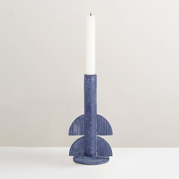 Bess blue candle stick holder
