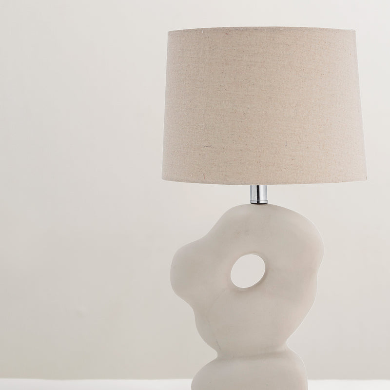 Cathy stoneware table lamp with linen shade