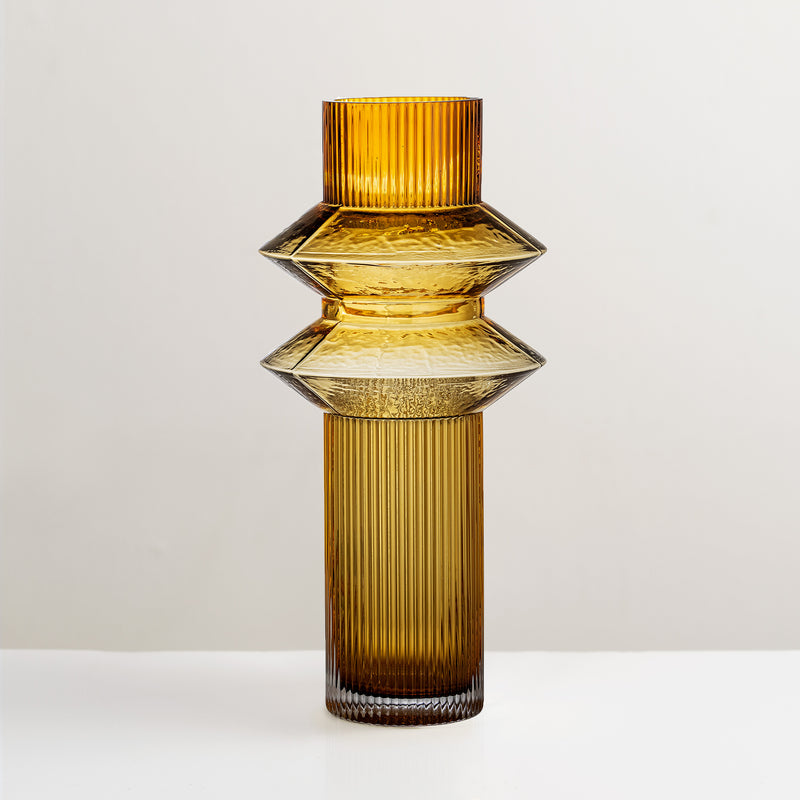 Cora large amber glass vase
