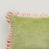 Leinikki olive and blush velvet cushion