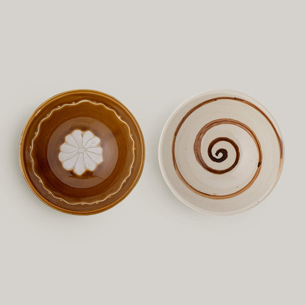 Heikki handmade natural glazed stoneware bowl, set of two