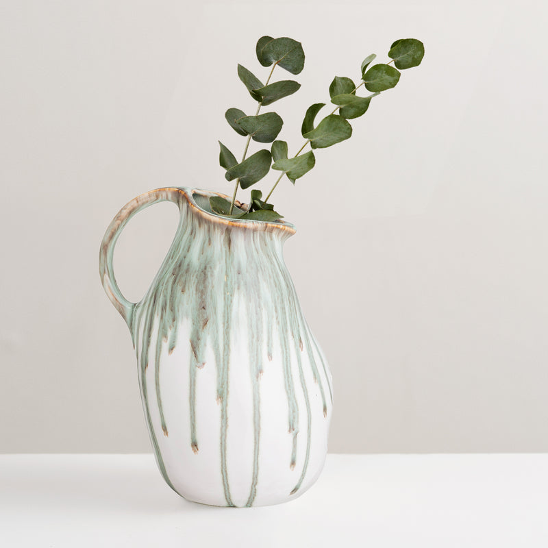 Link green glazed stoneware vase