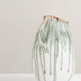Link green glazed stoneware vase
