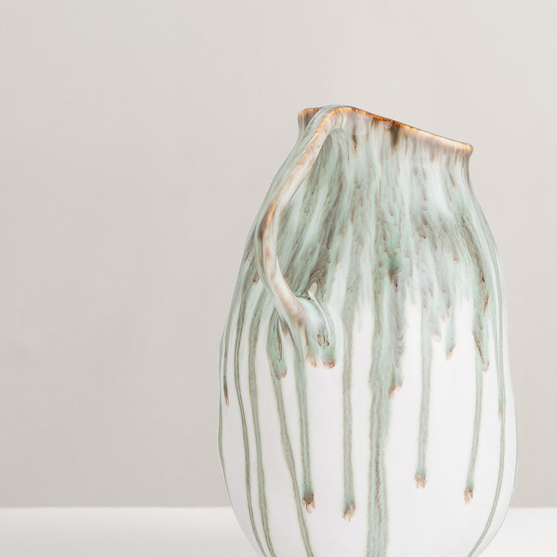 Link green glazed stoneware vase