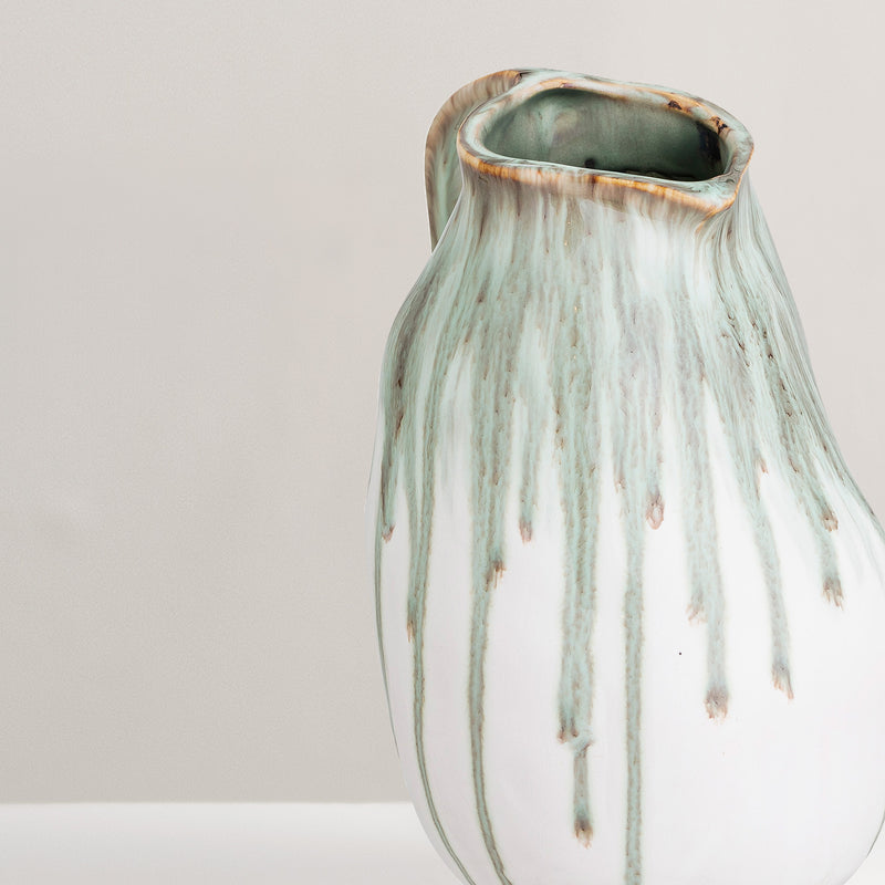 Link green glazed stoneware vase