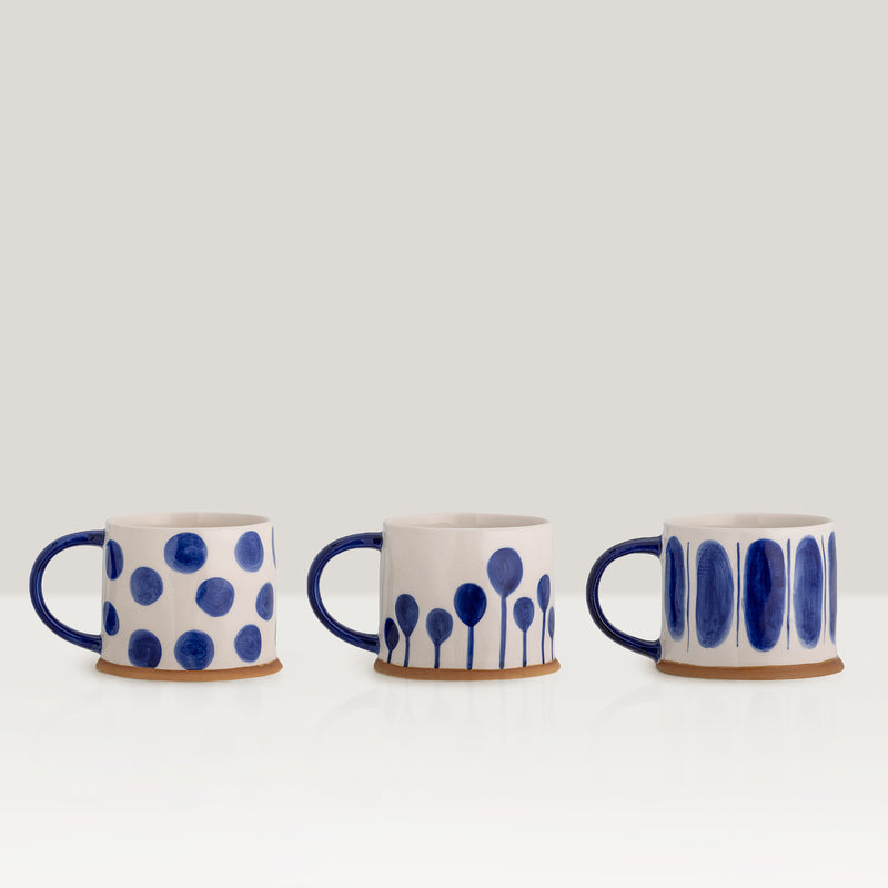 Linora large handmade glazed stoneware mugs - set of 3