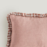 Wes gingham blush frill cushion
