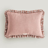 Wes gingham blush frill cushion