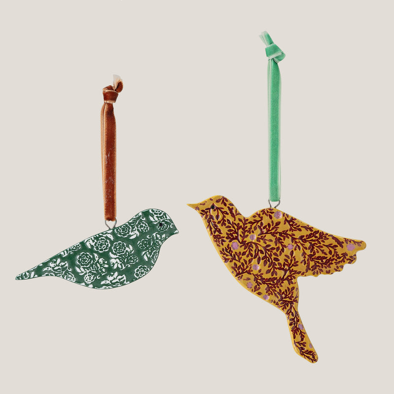 Milara ceramic bird ornament - set of two