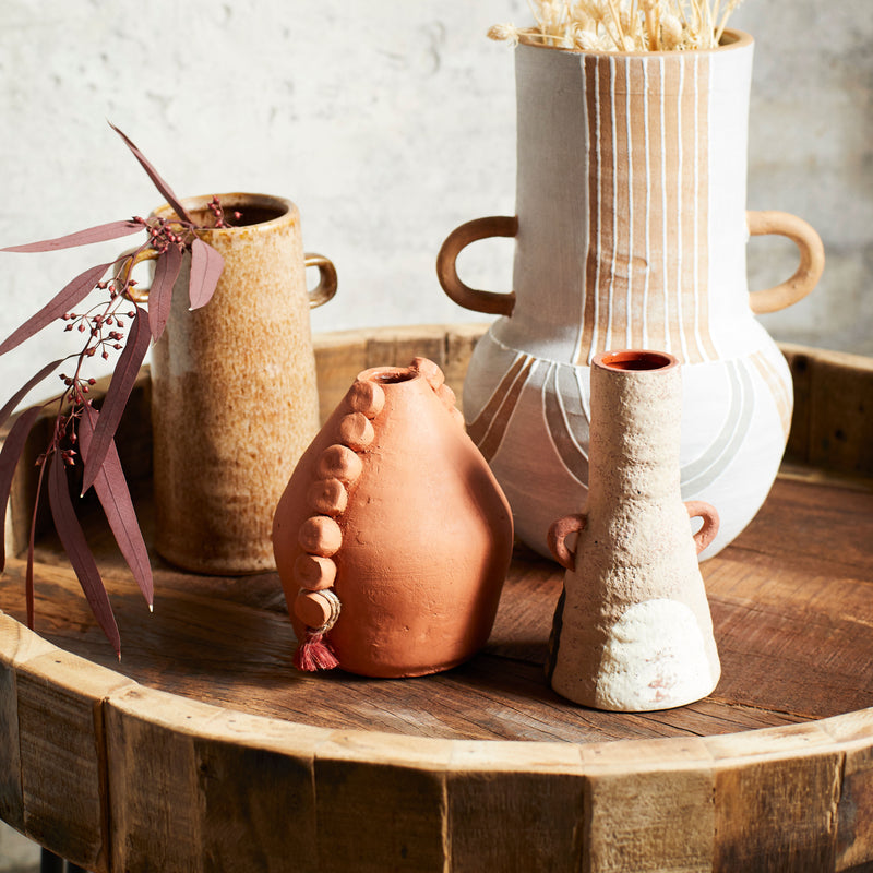 Terracotta vase with handles