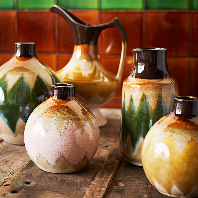 Biba large handcrafted round glazed vase