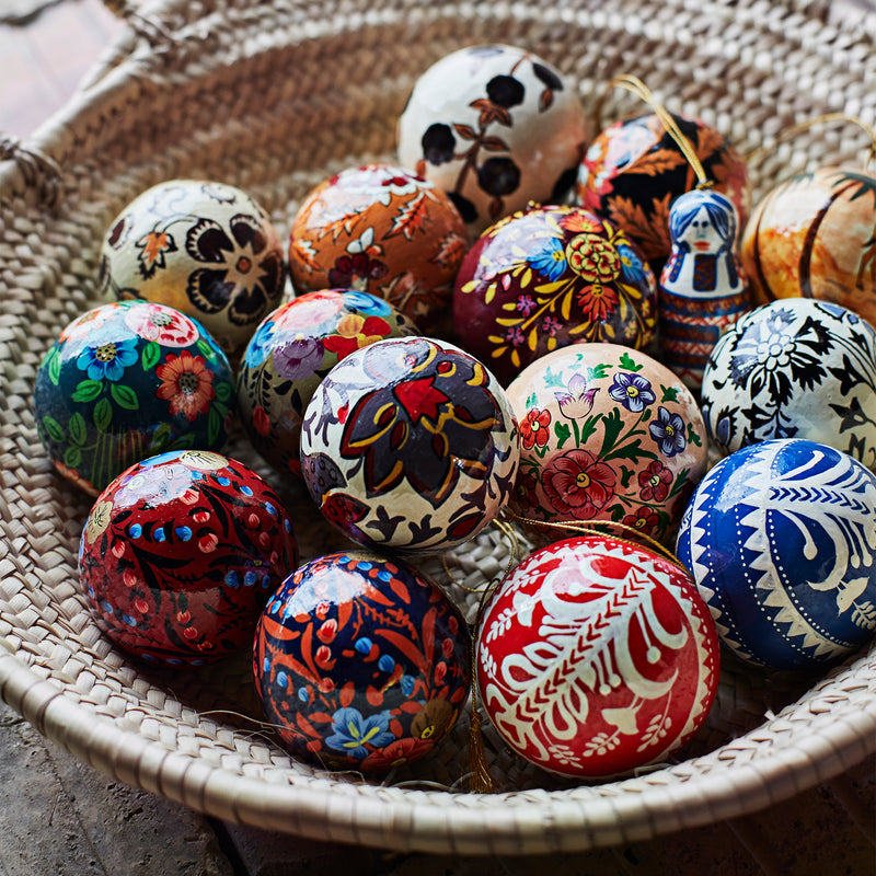 Jul hand-painted multicoloured baubles - set of two