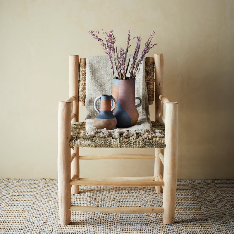 Block handcrafted vase with handles