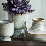 Green glazed handcrafted stoneware vase
