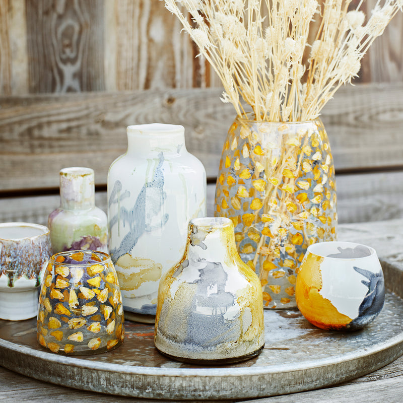 Handblown painted glass vase