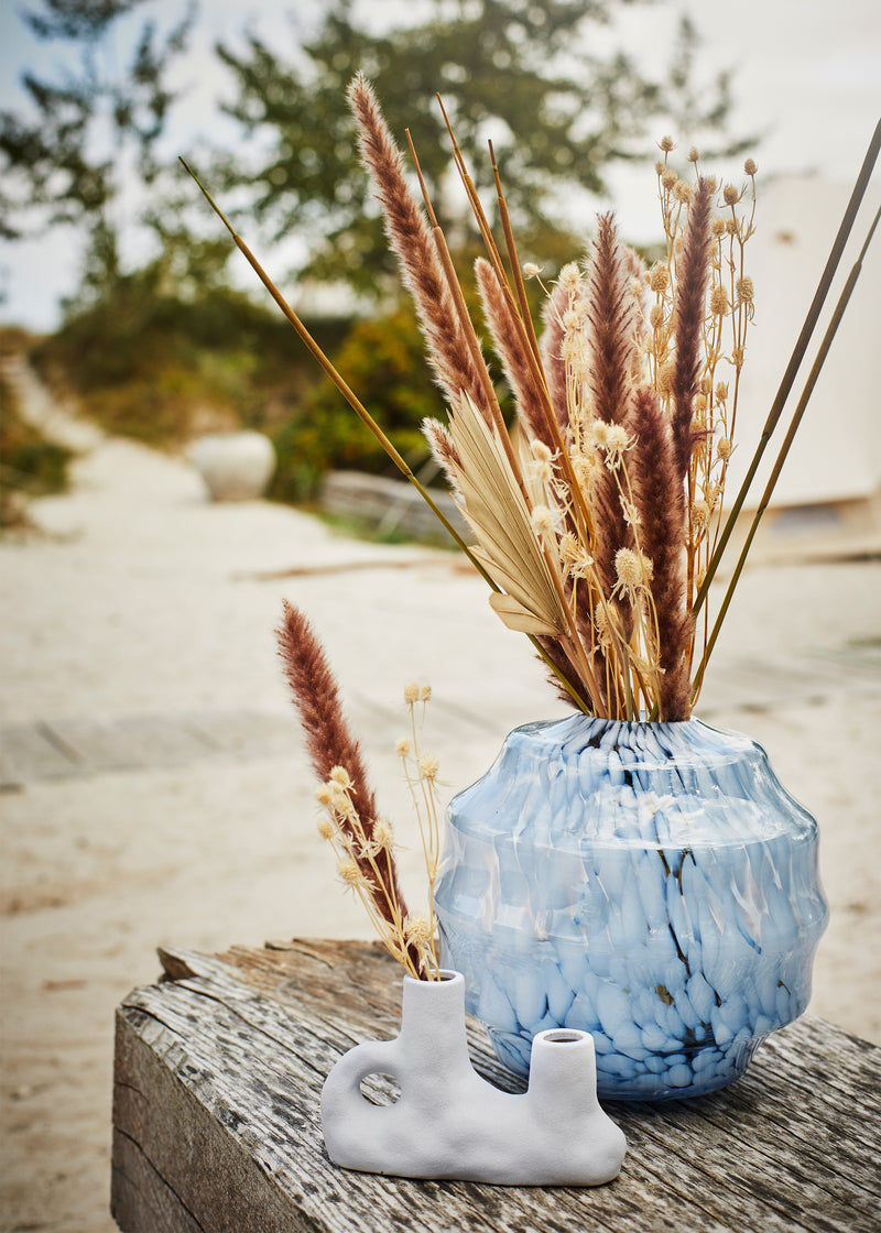 Kaj large blue glass round vase