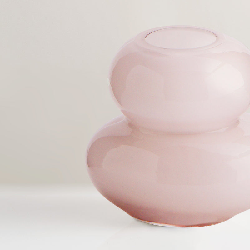 Pebble dusty pink glass round vase