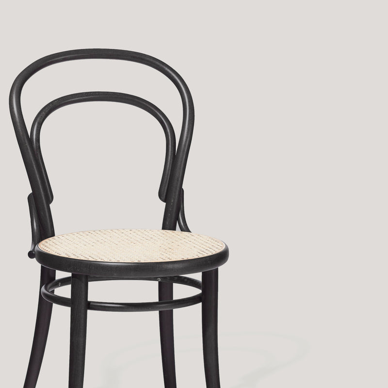 Ton chair 14 black with cane seat