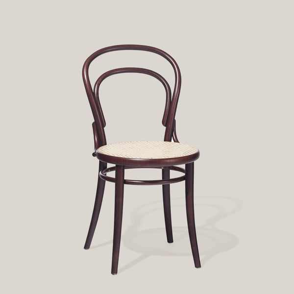 Ton chair 14 brown with cane seat