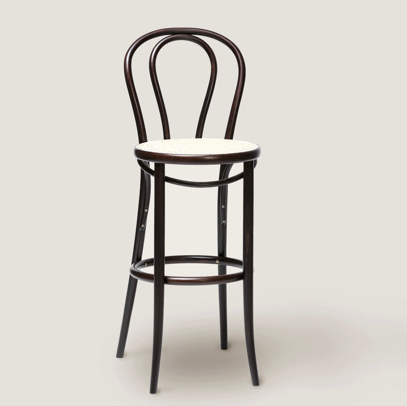 Ton barstool 14 brown with cane seat