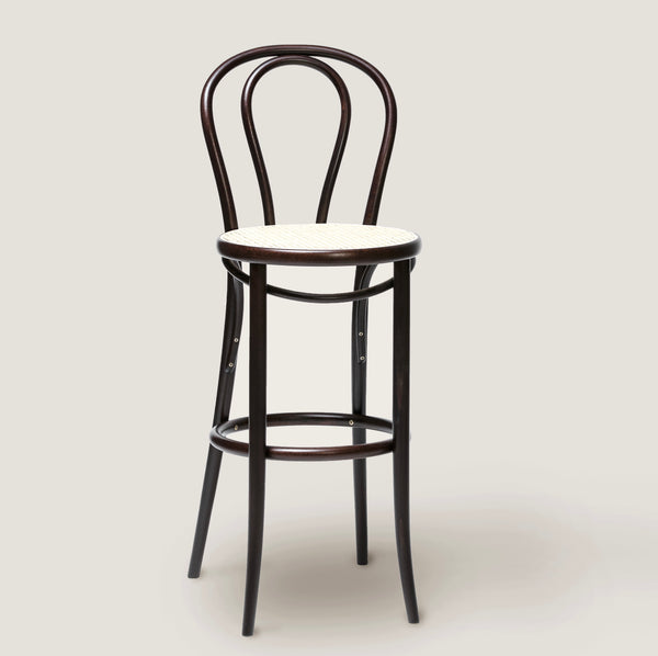 Ton barstool 18 brown with cane seat