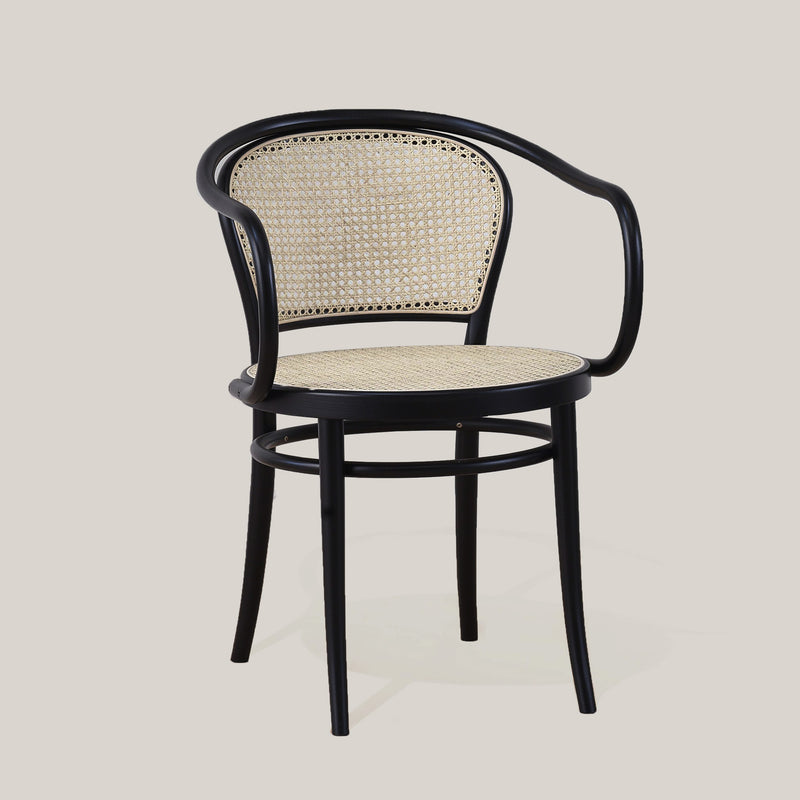 Ton chair 33 black with cane seat and back