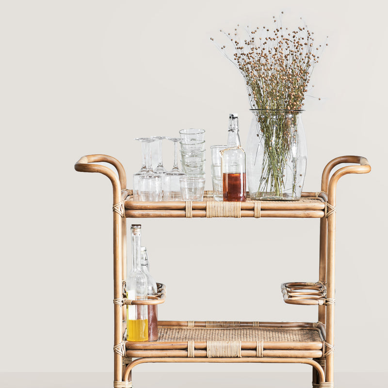 The Carlo rattan bar trolley