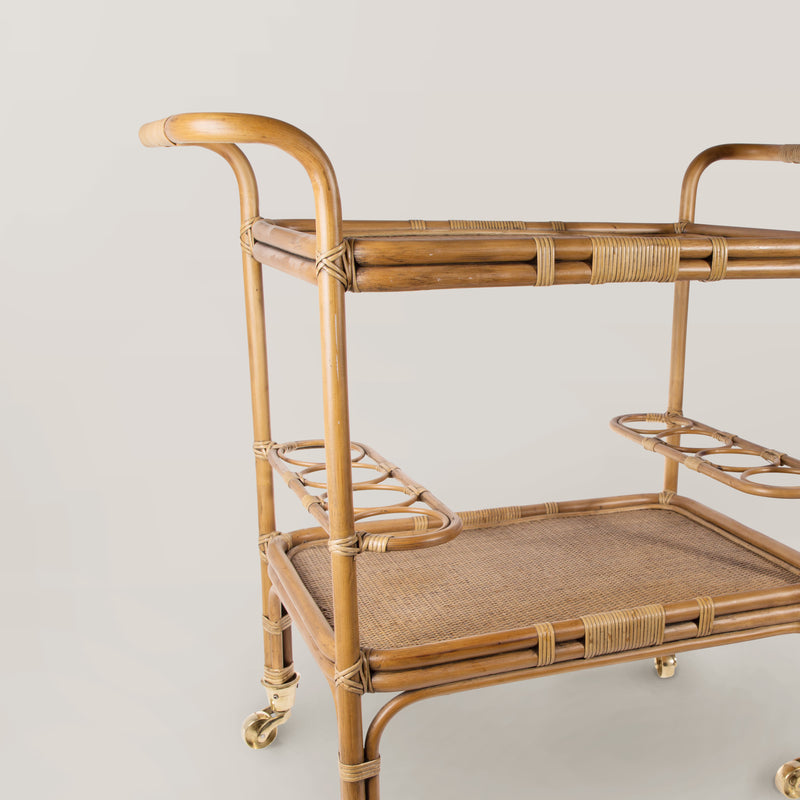 The Carlo rattan bar trolley