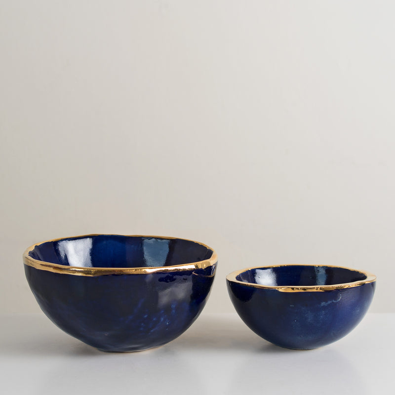 Handmade bowl with 24 carat gold