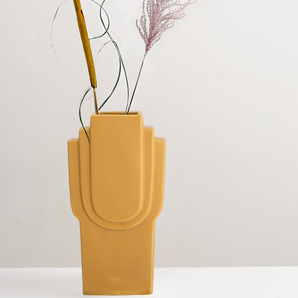 Ata yellow glazed stoneware vase