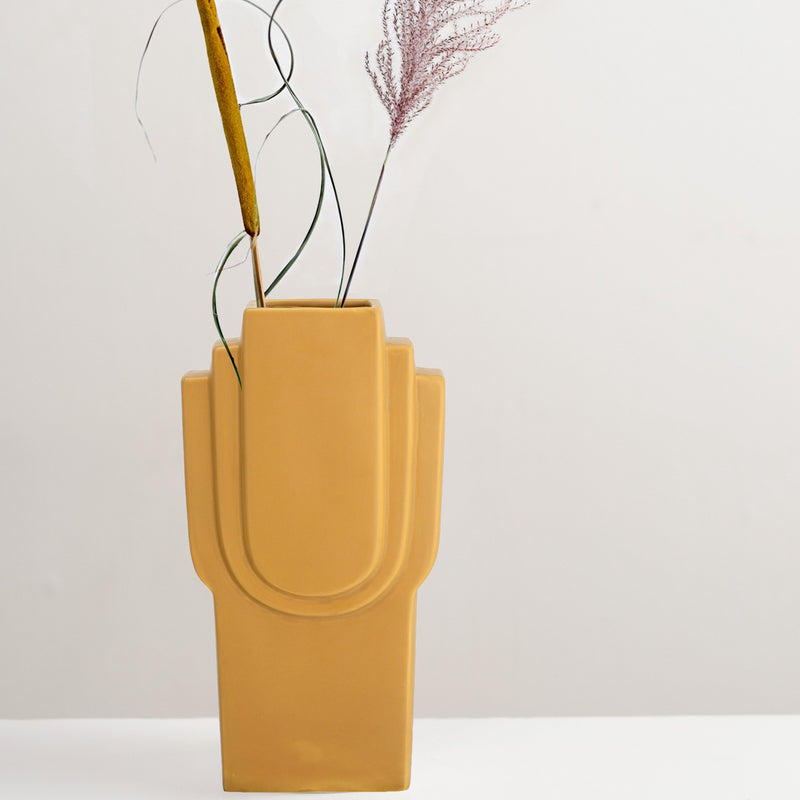 Ata yellow glazed stoneware vase