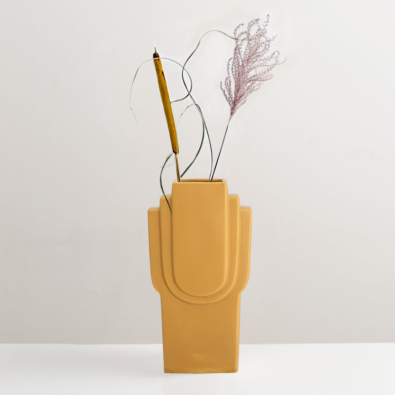 Ata yellow glazed stoneware vase