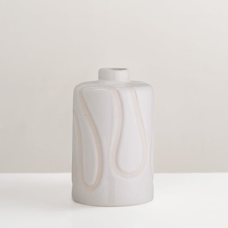 Elice white glazed stoneware vase