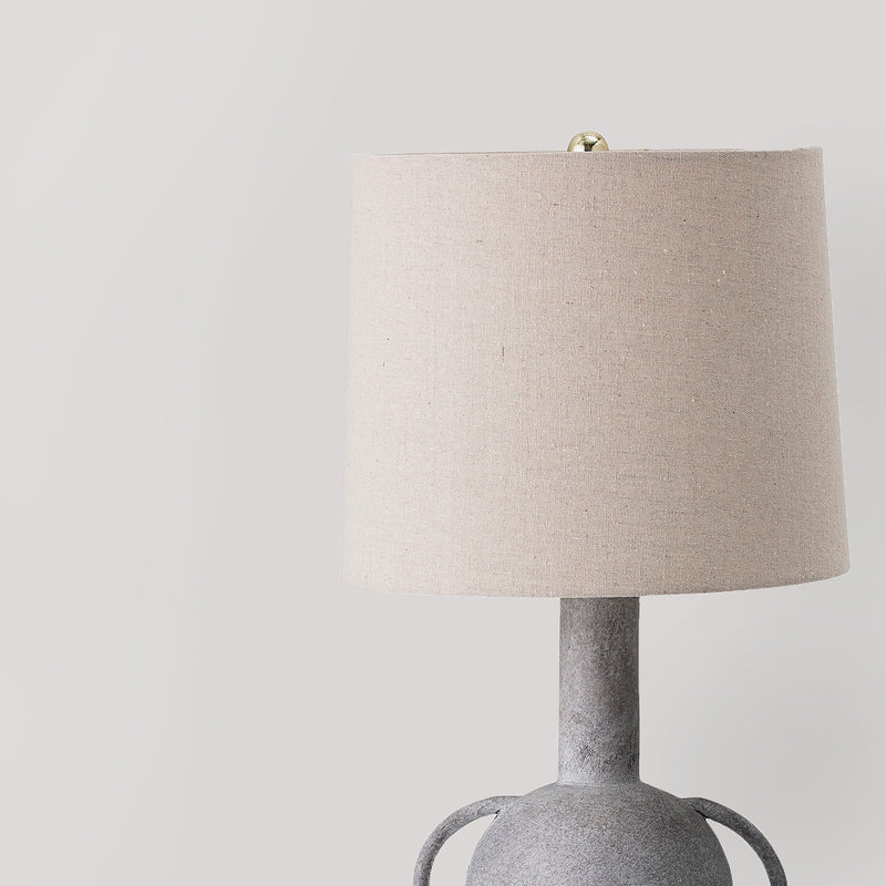 Grey Terracotta table lamp with linen lampshade