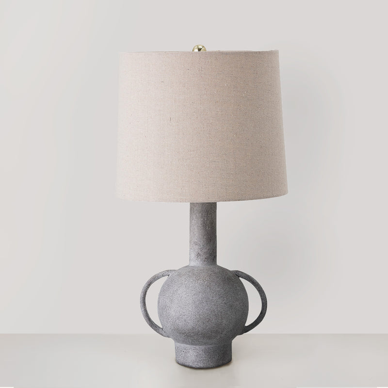 Grey Terracotta table lamp with linen lampshade