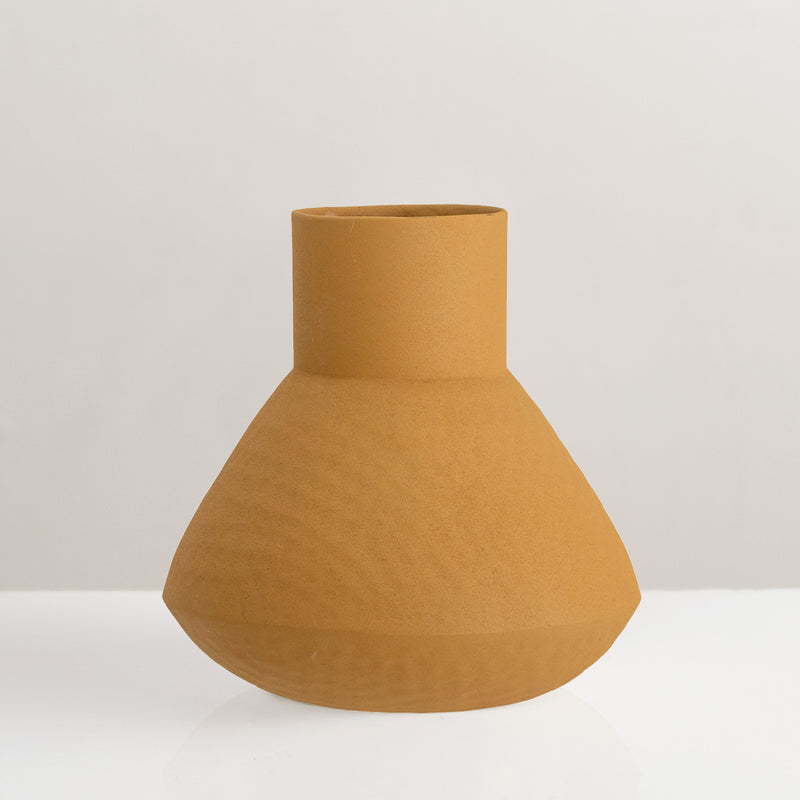 Isira large yellow metal vase