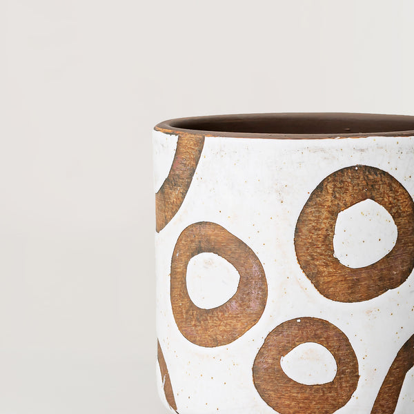 Avo Handcrafted white glaze terracotta plant pot