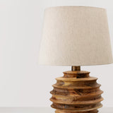 Mango wood table lamp with cotton lampshade