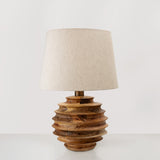 Mango wood table lamp with cotton lampshade