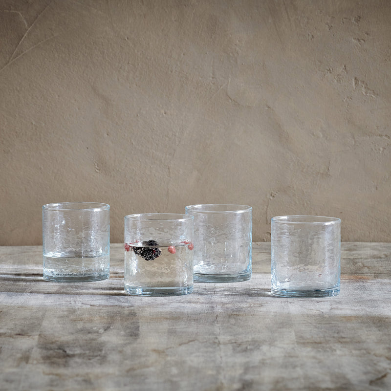 Yala hammered clear glass tumbler - set of 4